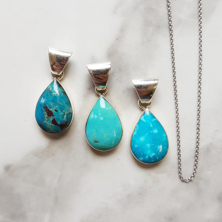 Arizona Turquoise and Inlaid Jewelry Teardrop Inlaid Turquoise Pendant 2412685