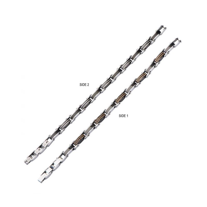INOX Jewelry Double Sided Steel, Black & Rose Gold IP Bracelet