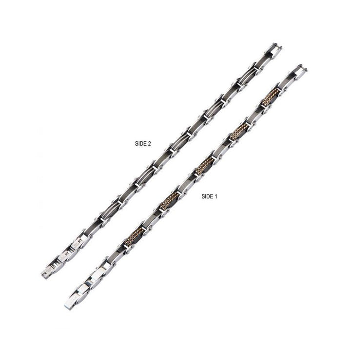 INOX Jewelry Double Sided Steel, Black & Rose Gold IP Bracelet
