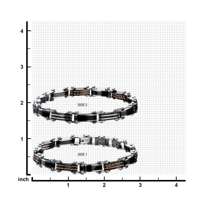 INOX Jewelry Double Sided Steel, Black & Rose Gold IP Bracelet