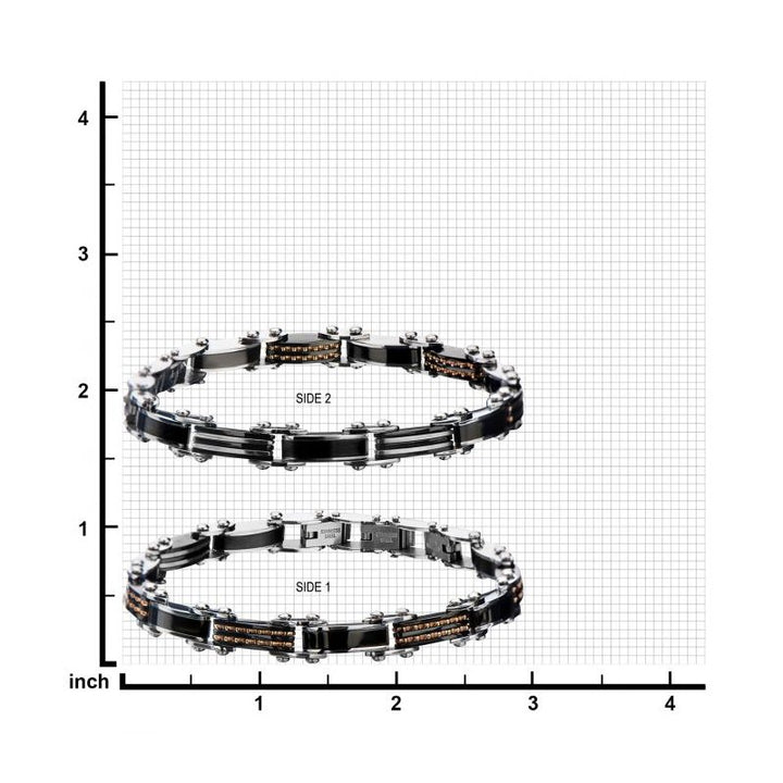 INOX Jewelry Double Sided Steel, Black & Rose Gold IP Bracelet