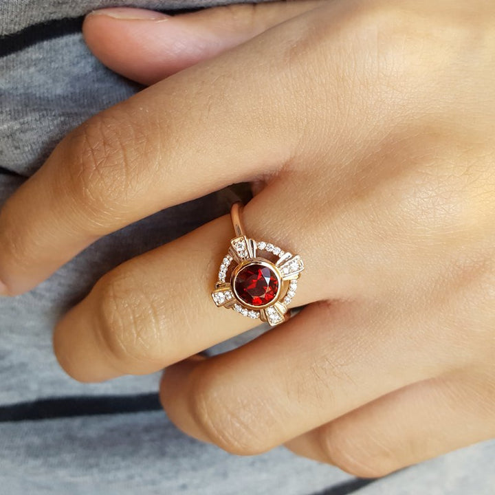 Arizona Anthill Garnet Gold Jewelry Compass Garnet Ring