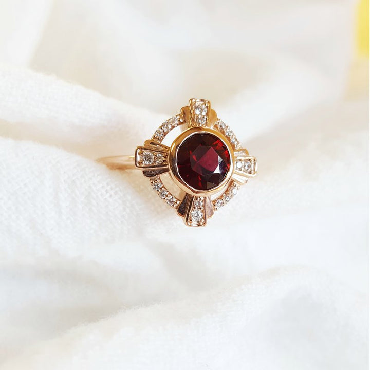 Arizona Anthill Garnet Gold Jewelry Compass Garnet Ring