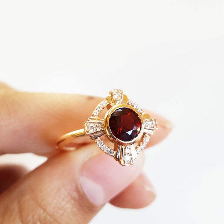 Arizona Anthill Garnet Gold Jewelry Compass Garnet Ring