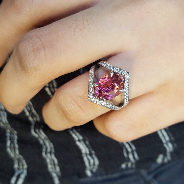 Luxury by Rene Hernandez Magenta Tourmaline Split Shank Ring 050583