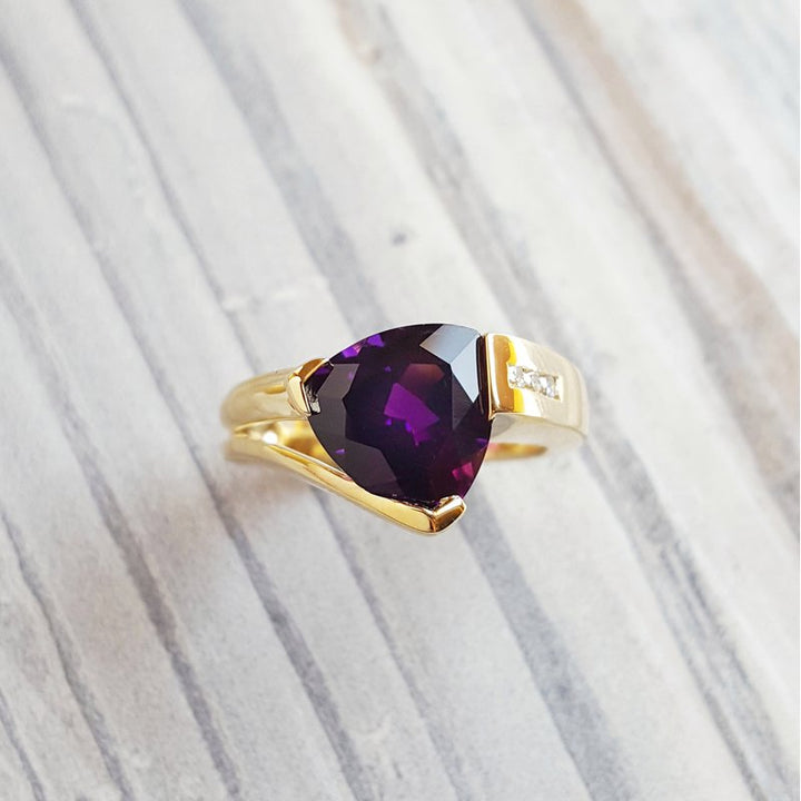 Amethyst Trillion Cut Asymmetrical Ring