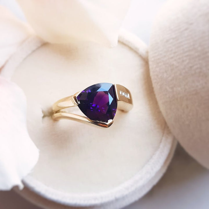 Amethyst Trillion Cut Asymmetrical Ring
