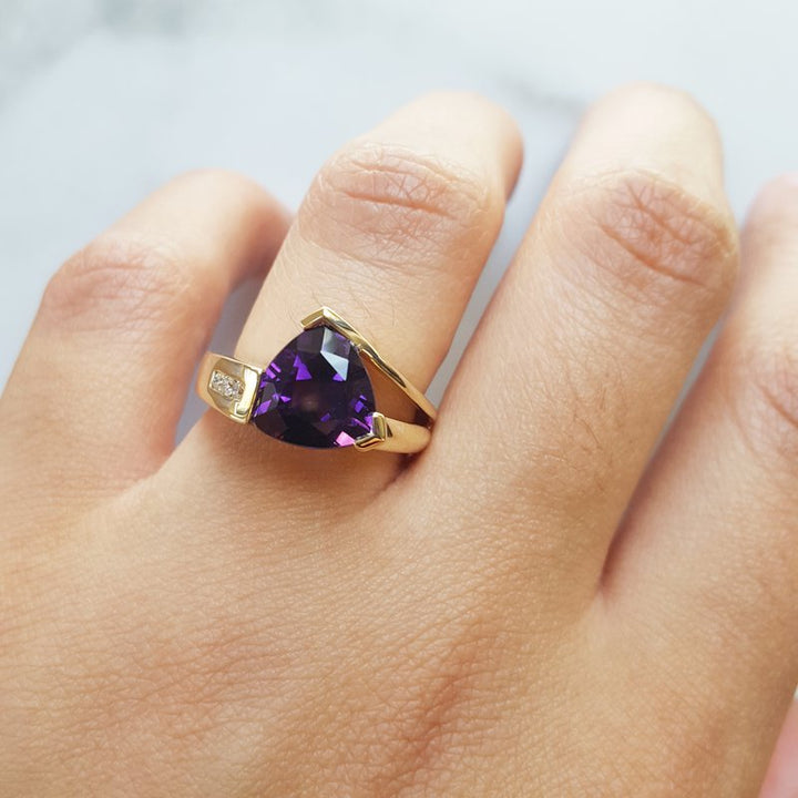 Amethyst Trillion Cut Asymmetrical Ring