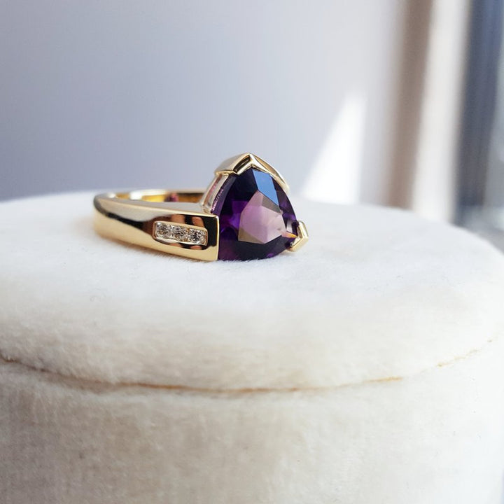 Amethyst Trillion Cut Asymmetrical Ring