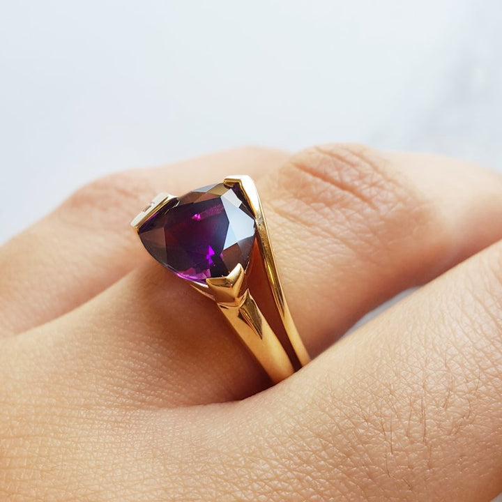 Amethyst Trillion Cut Asymmetrical Ring