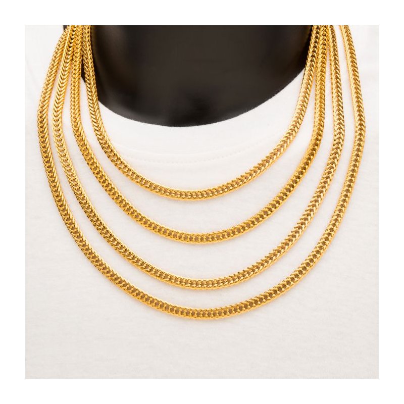 INOX Jewelry 6mm 18K Gold IP Foxtail Chain Necklace
