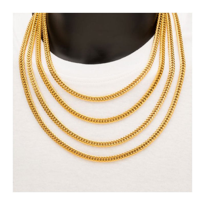 INOX Jewelry 6mm 18K Gold IP Foxtail Chain Necklace
