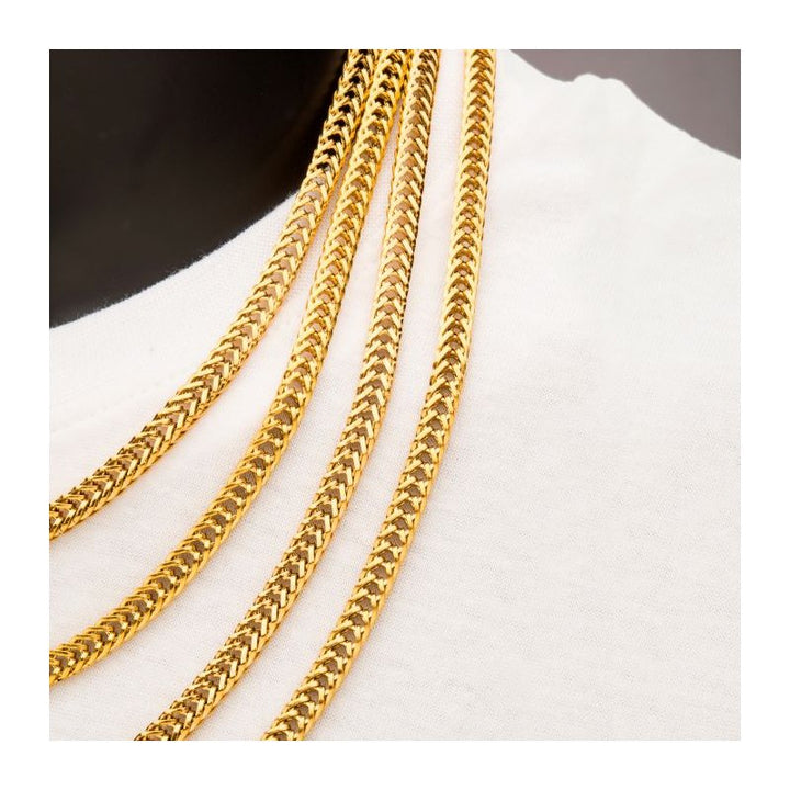 INOX Jewelry 6mm 18K Gold IP Foxtail Chain Necklace