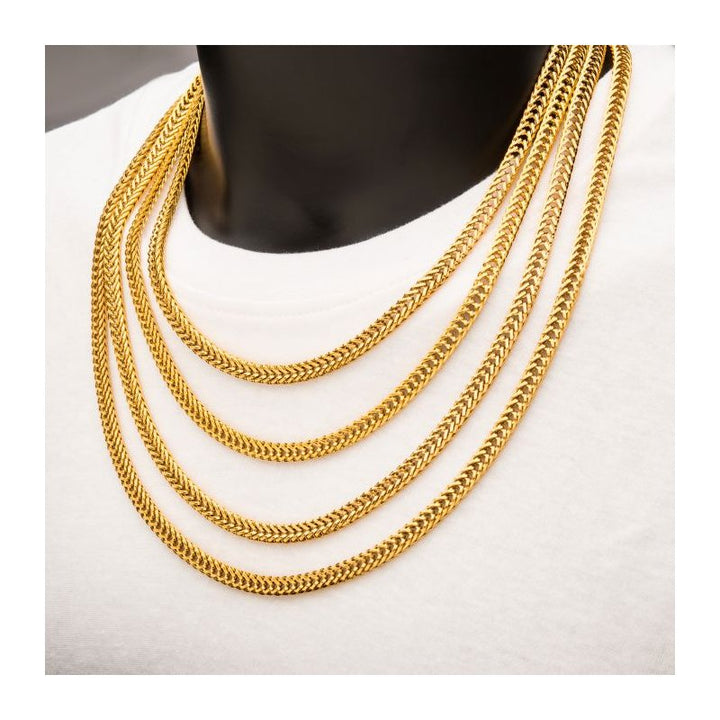 INOX Jewelry 6mm 18K Gold IP Foxtail Chain Necklace