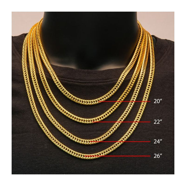 INOX Jewelry 6mm 18K Gold IP Foxtail Chain Necklace