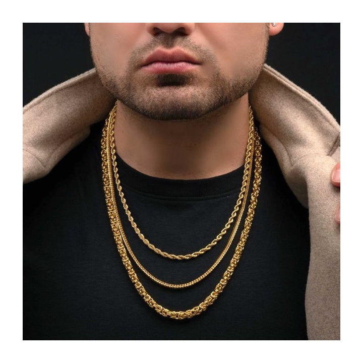 INOX Jewelry 6mm 18K Gold IP Foxtail Chain Necklace