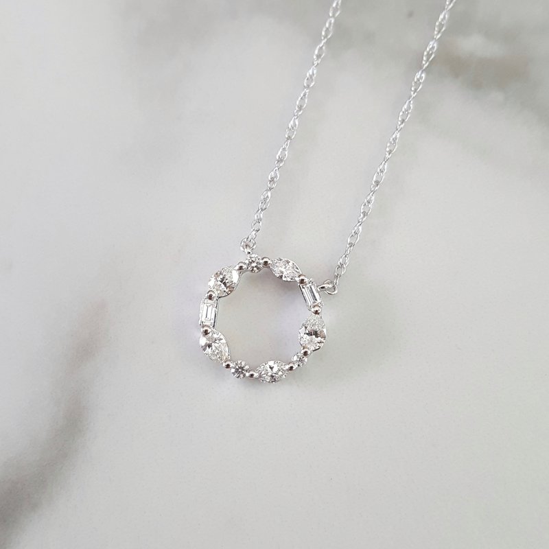 Gems One Diamond Wreath Eternity Circle Pendant In 14k White Gold (1/4 Ctw) PD32331-4WB