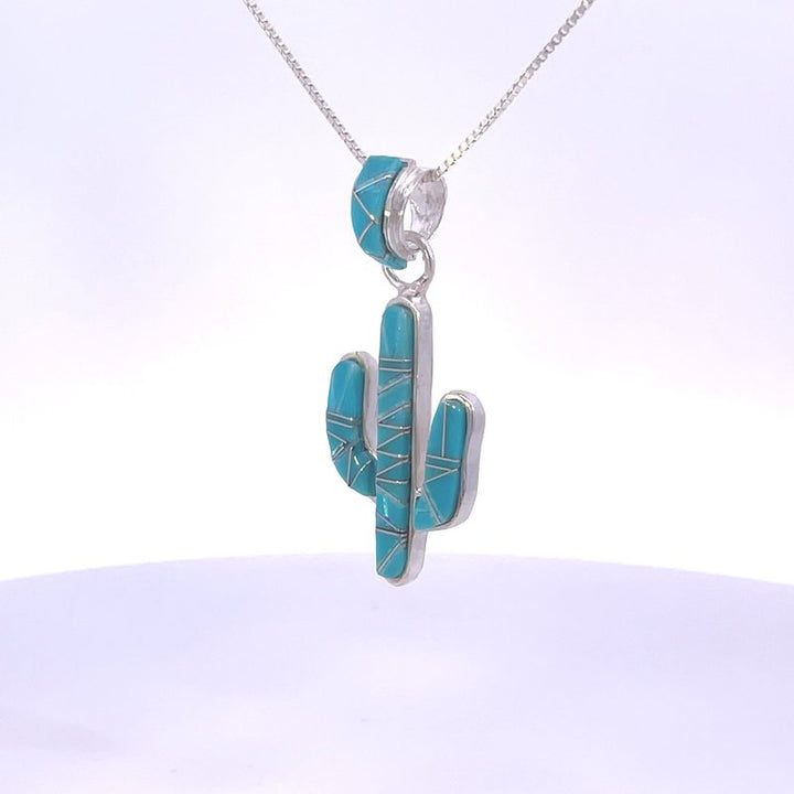 Sterling Silver Turquoise Saguaro Cactus Necklace