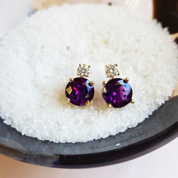  Arizona Amethyst Gold Jewelry Diamond Accent Studs 363293