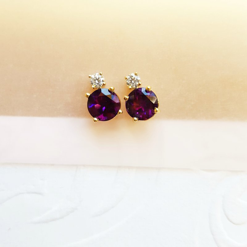 Amethyst and Diamond Accent Studs