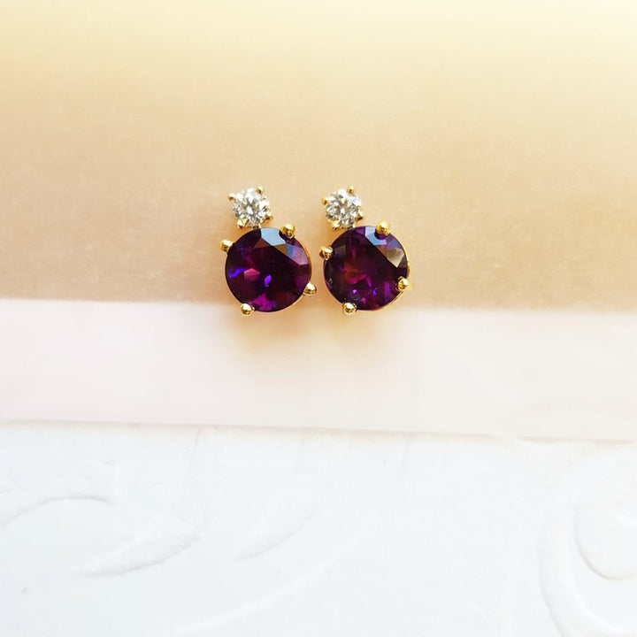 Amethyst and Diamond Accent Studs