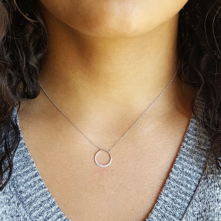 Gems One Diamond Pave Half-Eternity Circle Pendant