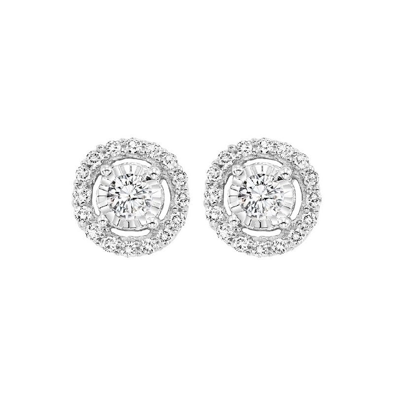 Gems One Diamond Halo Solitare Studs