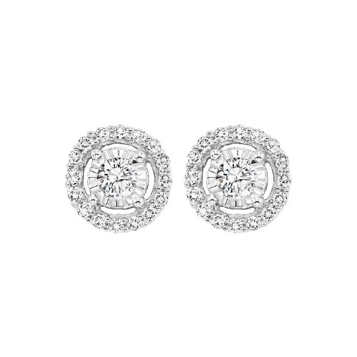 Gems One Diamond Halo Solitare Studs