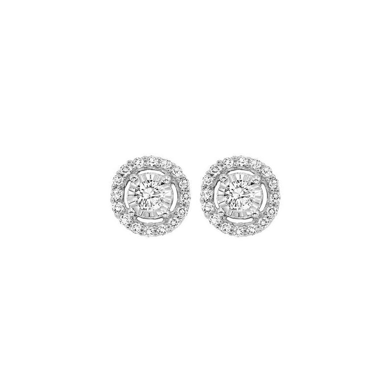 Gems One Diamond Halo Solitare Studs