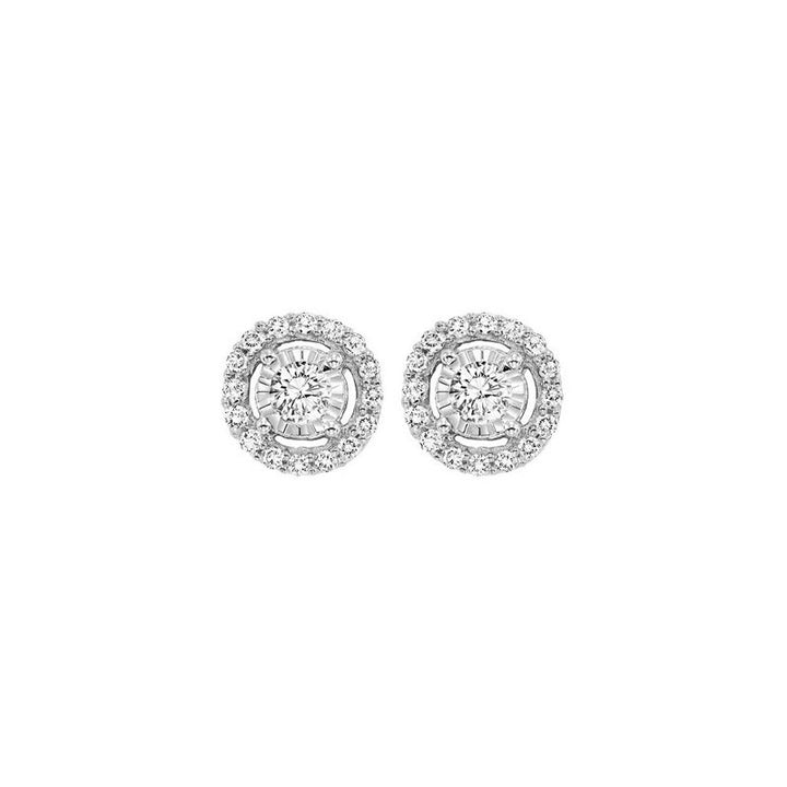 Gems One Diamond Halo Solitare Studs