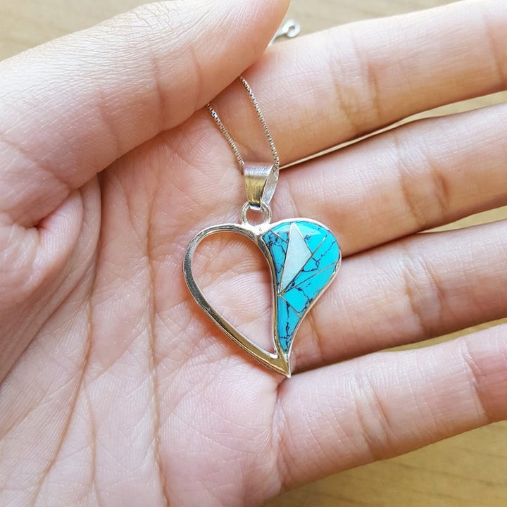 Arizona Turquoise and Inlaid Jewelry Heart Pendant
