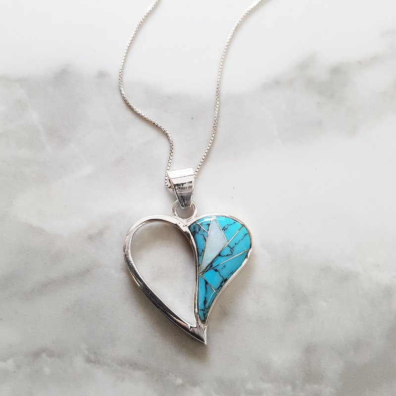 Arizona Turquoise and Inlaid Jewelry Heart Pendant