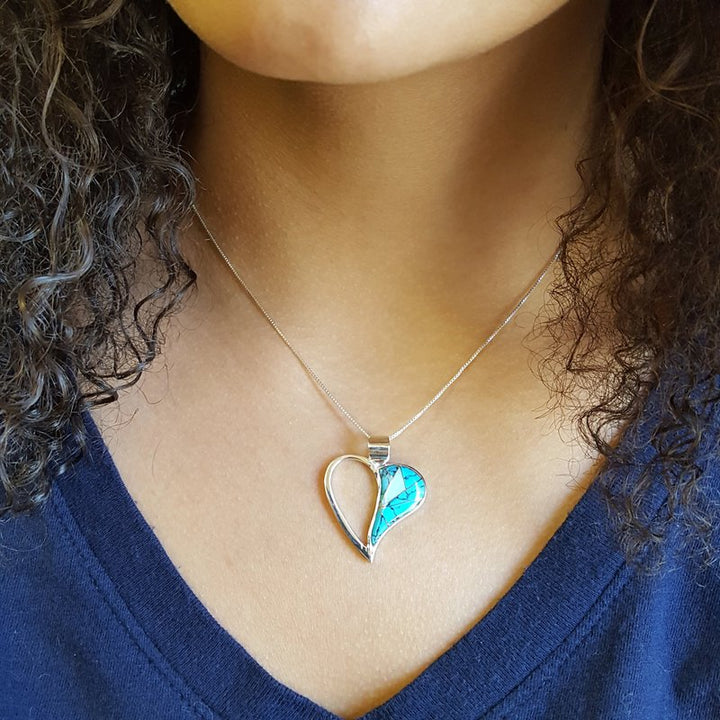 Arizona Turquoise and Inlaid Jewelry Heart Pendant