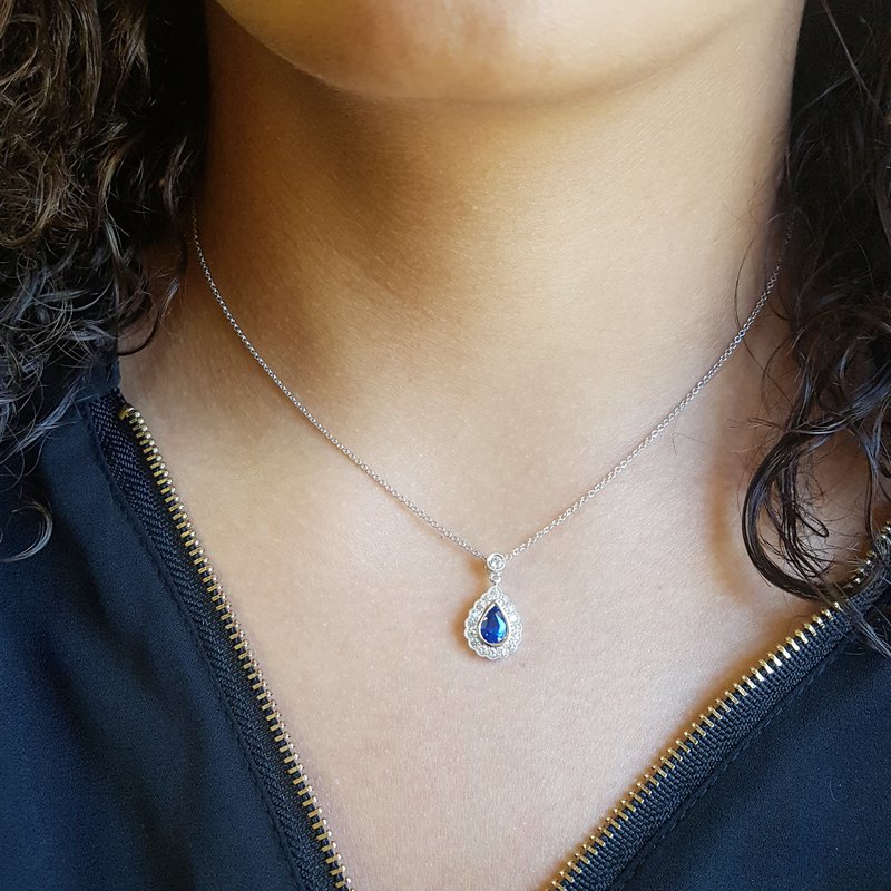 Sami Fine Jewelry Sapphire Pear Cut Pendant