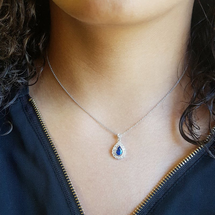 Sami Fine Jewelry Sapphire Pear Cut Pendant
