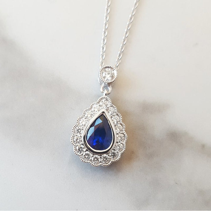 Sami Fine Jewelry Sapphire Pear Cut Pendant 131602