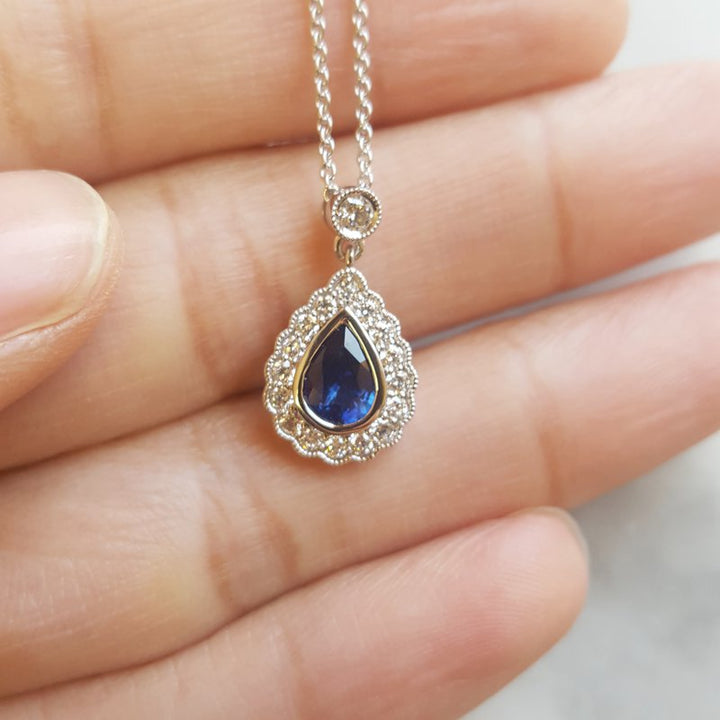 Sami Fine Jewelry Sapphire Pear Cut Pendant