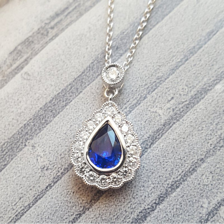 Sami Fine Jewelry Sapphire Pear Cut Pendant
