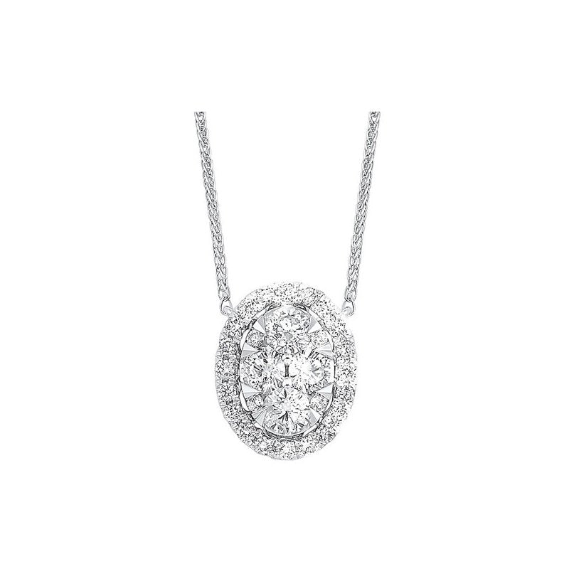 Gems One Diamond Starburst Eternity Oval Cluster Pendant Necklace In 14k White Gold (1/3 Ctw)