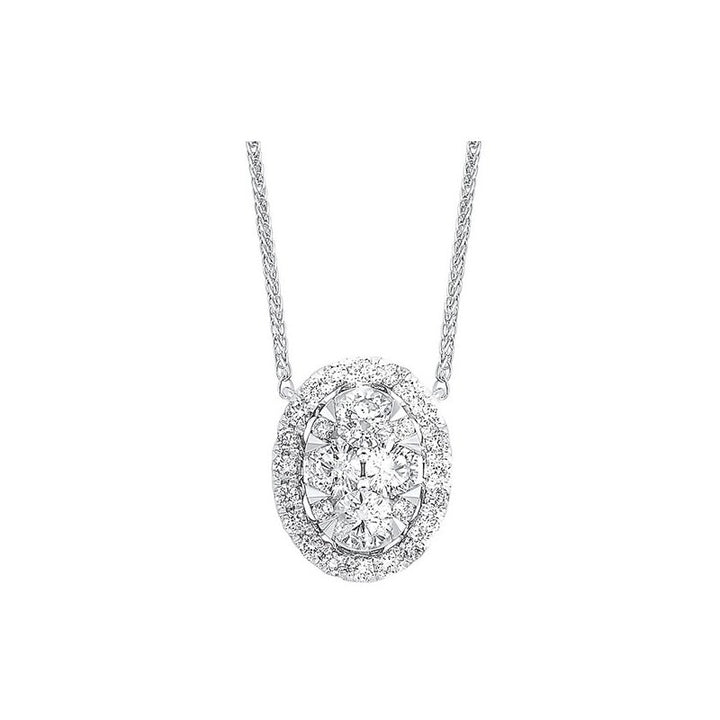 Gems One Diamond Starburst Eternity Oval Cluster Pendant Necklace In 14k White Gold (1/3 Ctw)