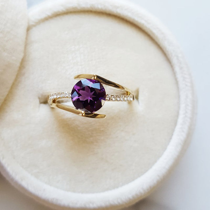  Arizona Amethyst Gold Jewelry Geometric Open Ring 363531