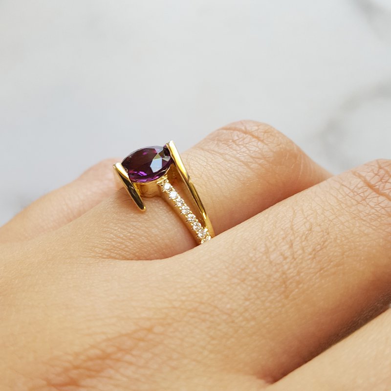 Arizona Amethyst Gold Jewelry Geometric Open Ring