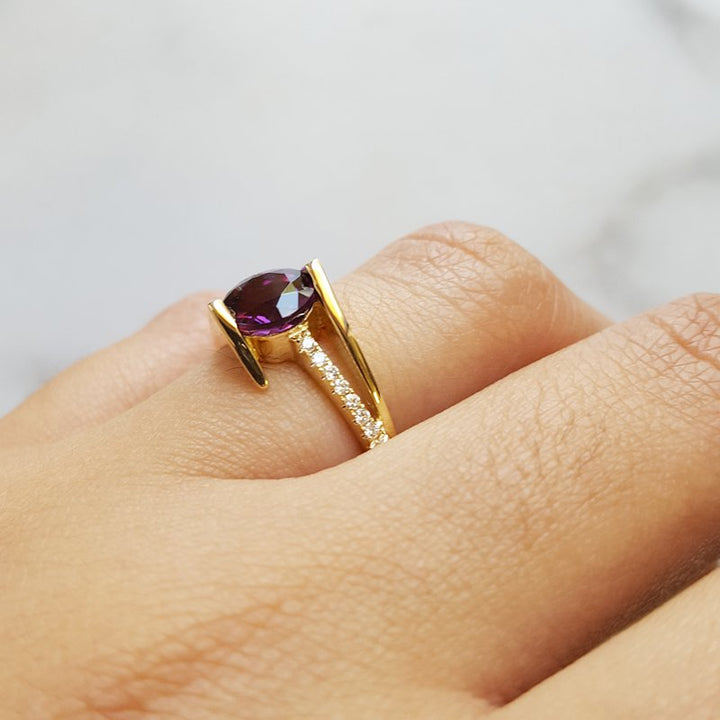 Arizona Amethyst Gold Jewelry Geometric Open Ring