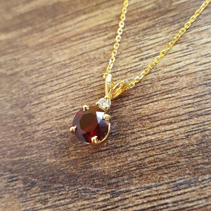 Arizona Anthill Garnet Gold Jewelry Brilliant Cut Gold Garnet Pendant