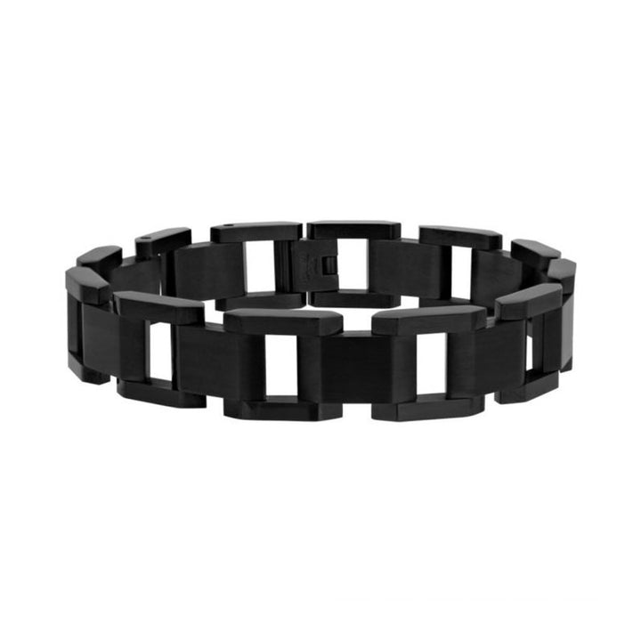 INOX Jewelry Matte Black IP Link Bracelet BR6810