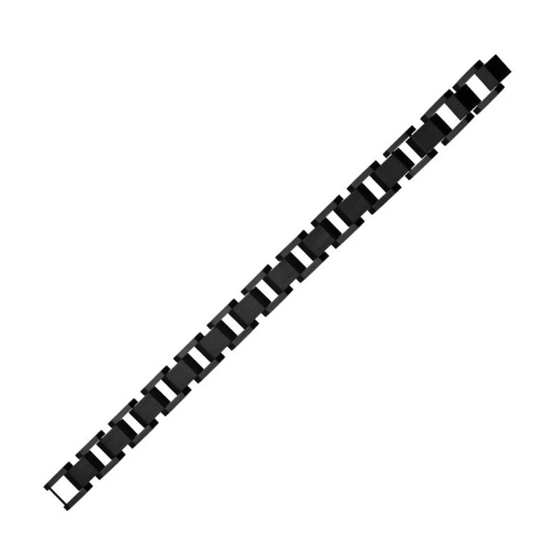 INOX Jewelry Matte Black IP Link Bracelet