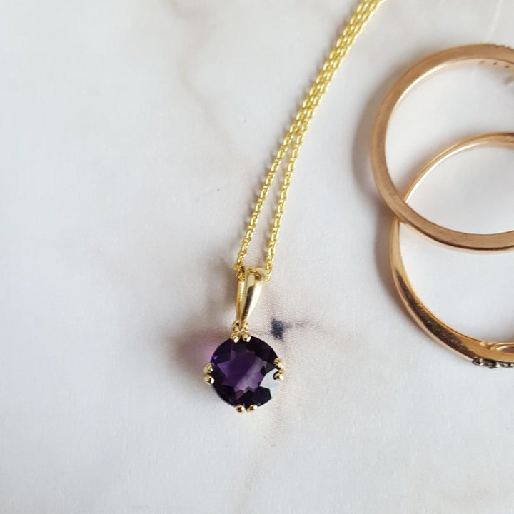 Arizona Amethyst Gold Jewelry Round Arizona Amethyst Pendant