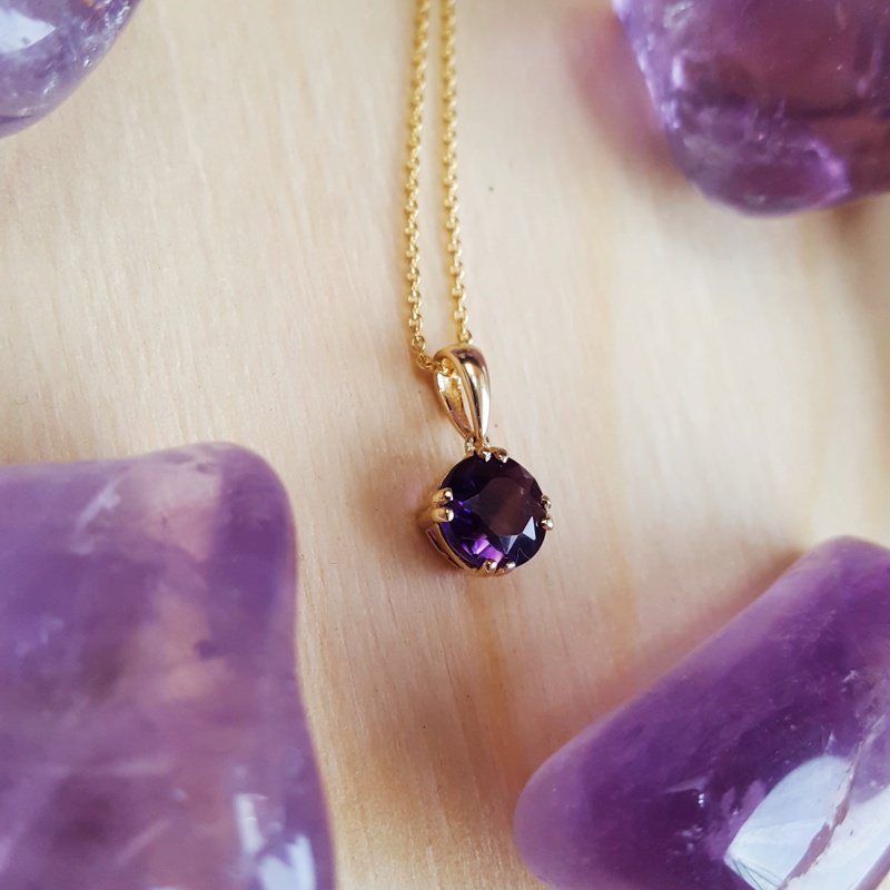 Arizona Amethyst Gold Jewelry Round Arizona Amethyst Pendant