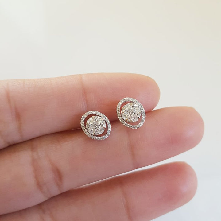 Geometric Oval Diamond Earrings