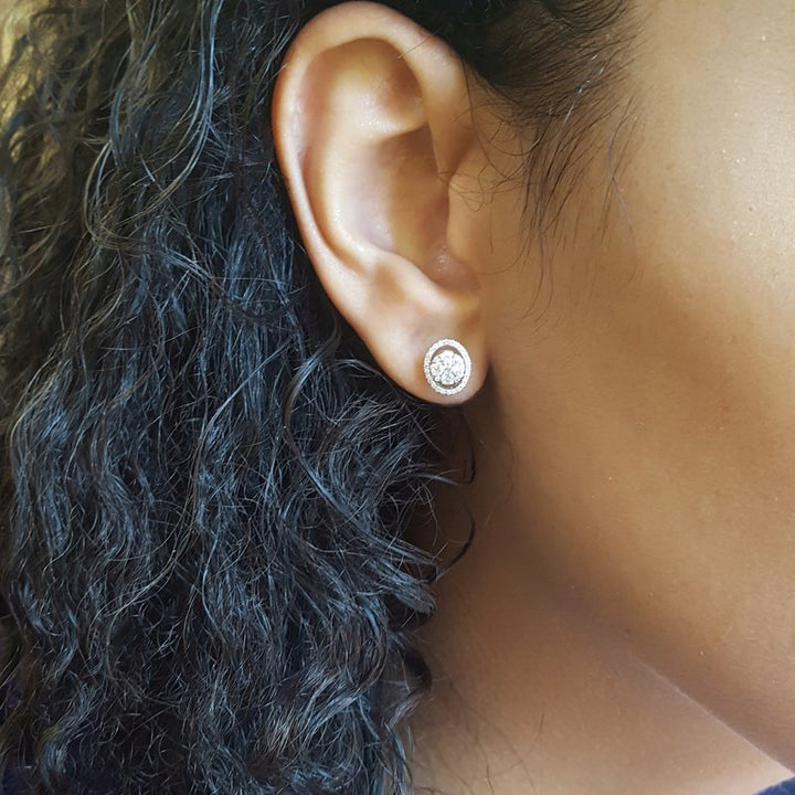 Geometric Oval Diamond Earrings